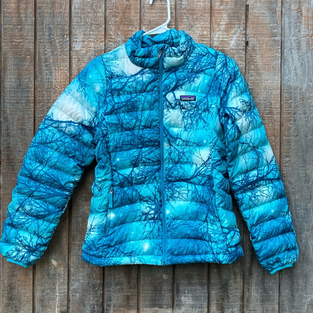 Girls Patagonia Down Puffer Coat Size 14 Rare Print